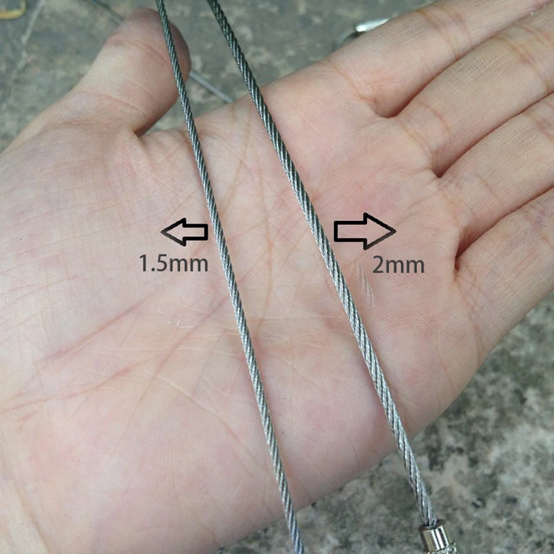 EDC Stainless Steel Wire Rope Key Chain Carabiner Cable Key Ring Outdoor Hiking Bushcraft Loop Circle Multi-Tool Keychain