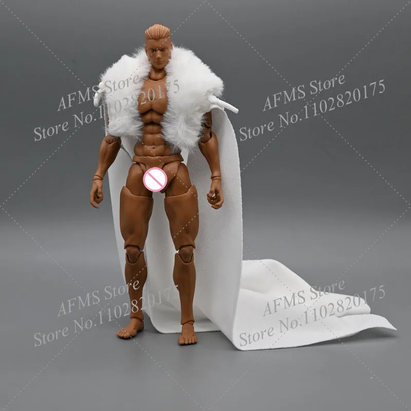 Romankey 1/12 Scale Collectible Figure Fur Collar Cloak Anime Superhero Prince Cape Fit 6Inch Action Figure Soldier Body