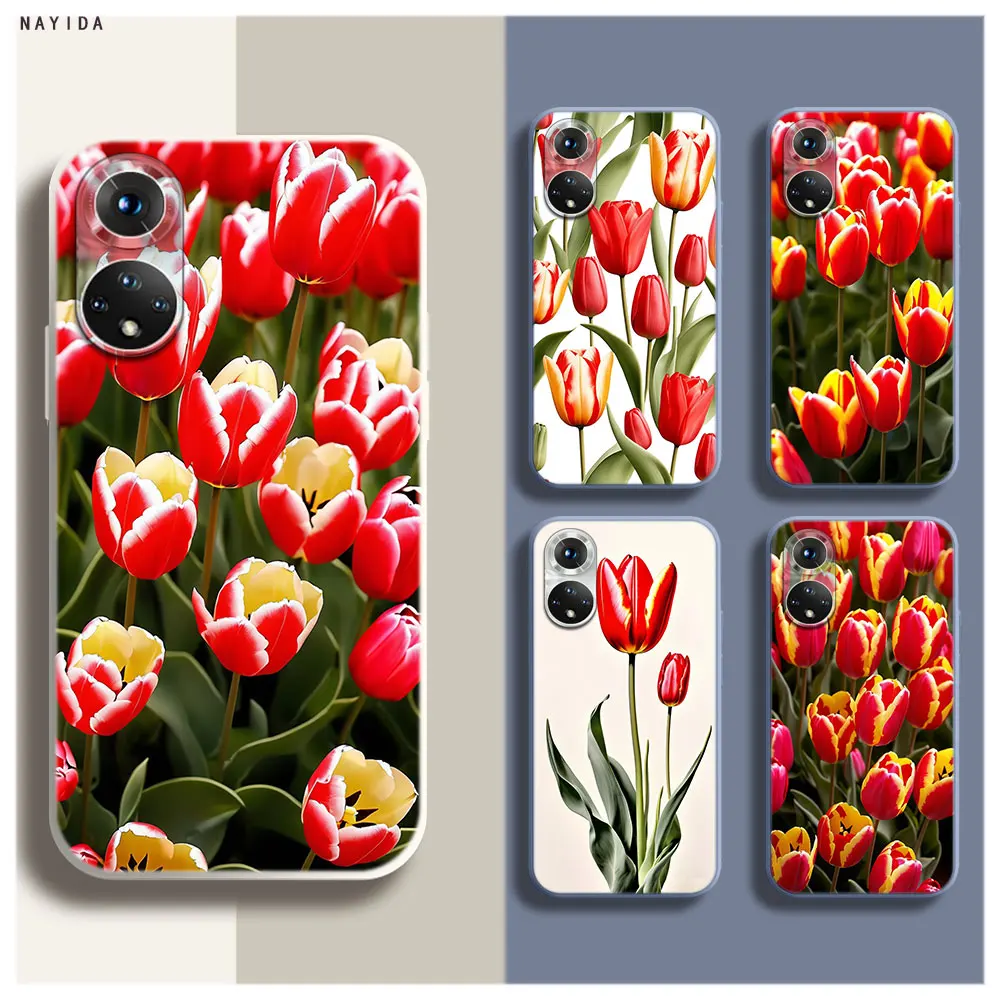 Phone Case For Honor 70 50 X6A X9B X7A X8A X9A Soft Silicone Original Cover tulip