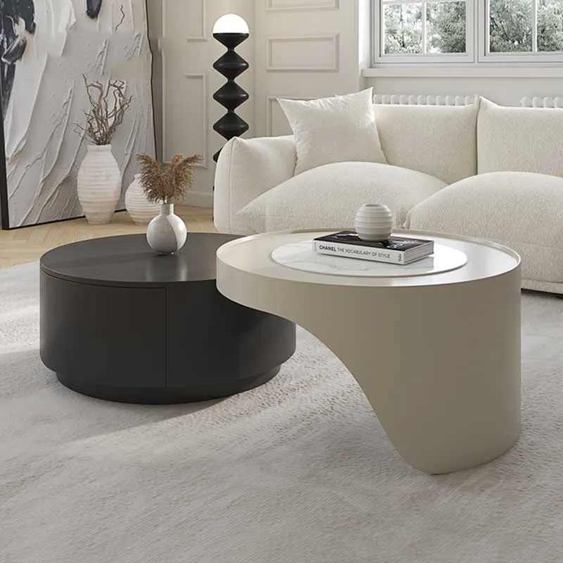 White Design Coffee Tables Black Round Small Floor Center Coffee Tables Modern Apartamento Tavolino Da Salotto Home Furniture