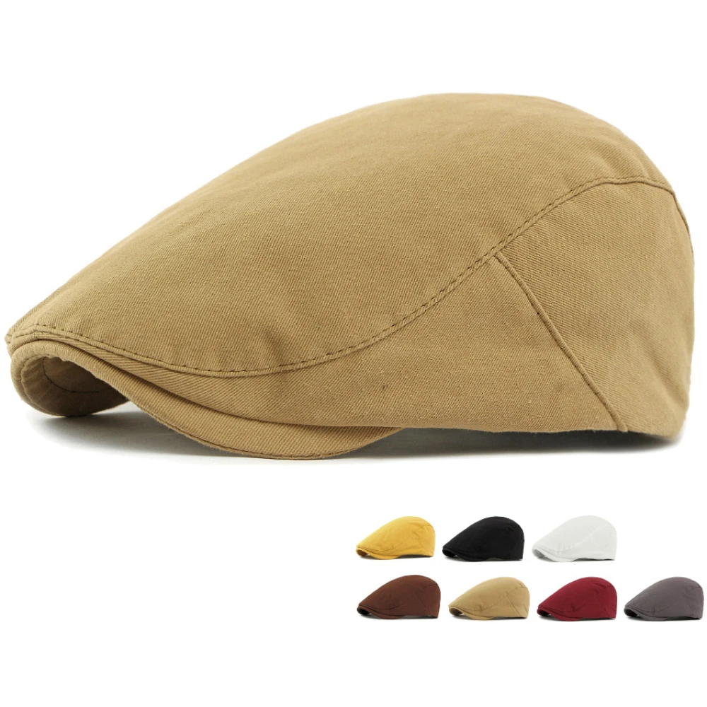 

HT4901 Berets New Solid Plain Spring Autumn Hat Men Women Artist Painter Beret Hat Male Female Ivy Flat Cap Adjustable Beret Cap