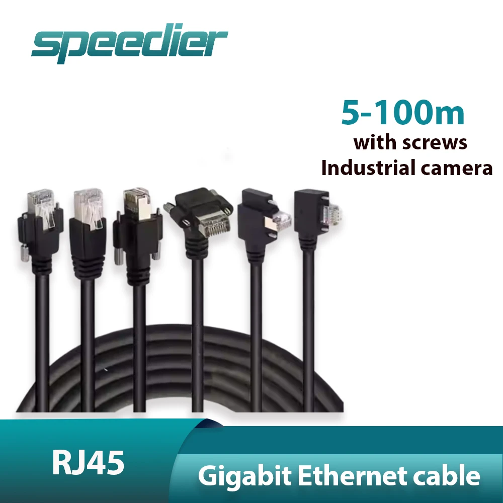 

RJ45 Gige Gigabit Ethernet Cable With Screws Mounting Lock Industrial Digital Camera Machine Vision video 8P8C PoE 0.5m-100m