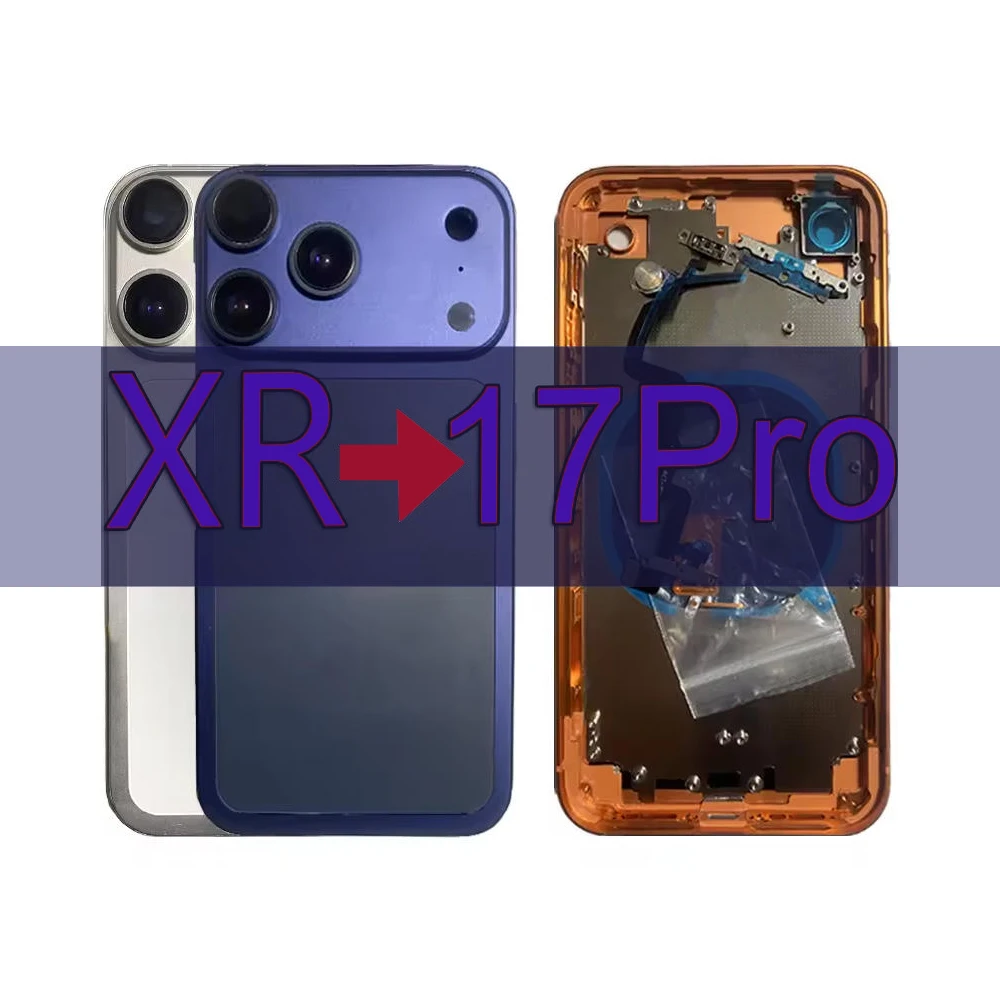 iphone-xrを17pro-61インチ風に改造するdiyハウジング、背面バッテリー、ミドルフレーム交換、17pro風バックカバー、3カメラ対応