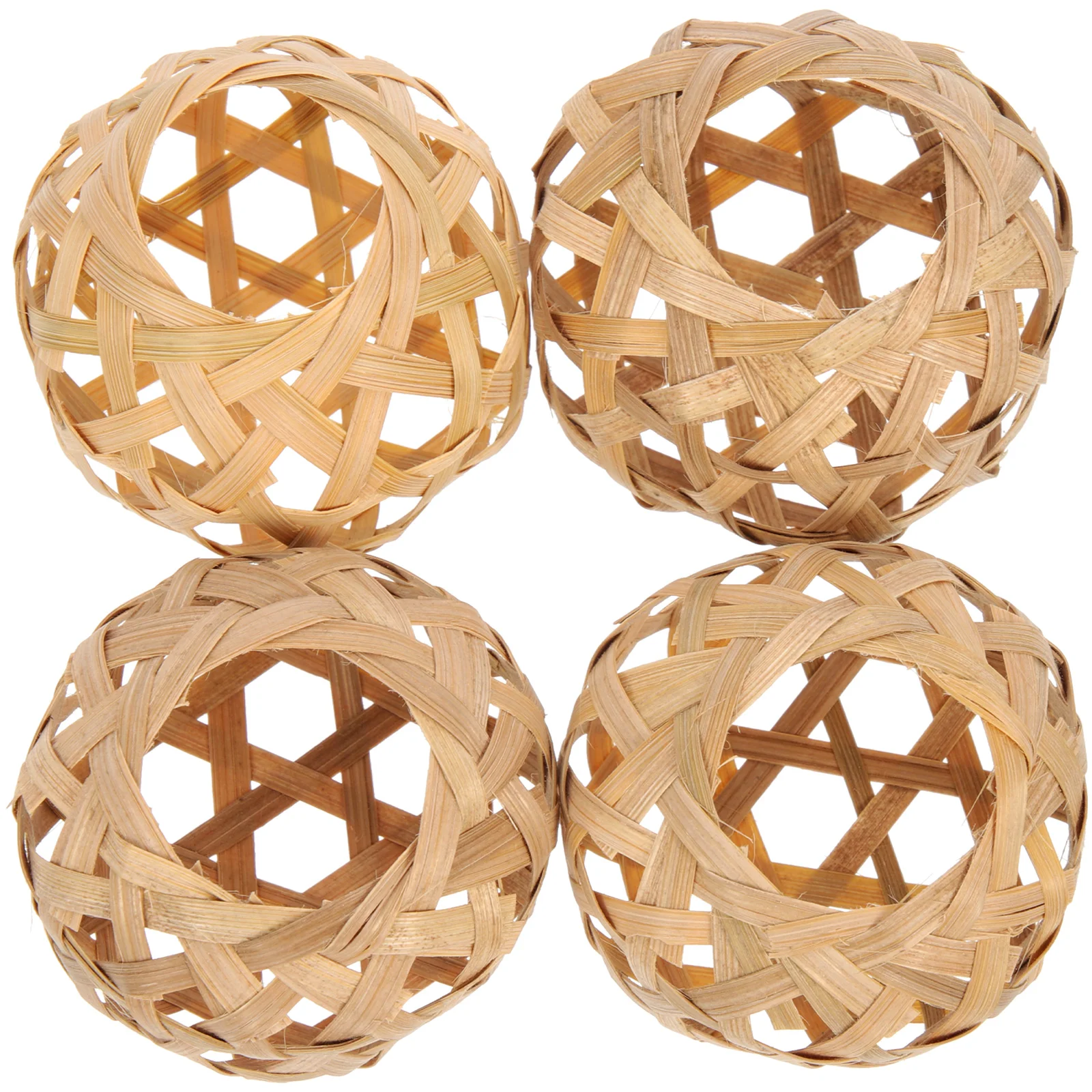 4 Pcs Small Bamboo Cage with Hexagonal Eyes Lamp Shades Hand Woven Cover Lantern Rattan Lampshades for Replacement