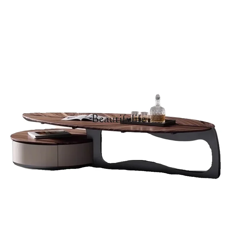 

Light luxury coffee table High-end North American walnut leaf-shaped special-shaped coffee tableL