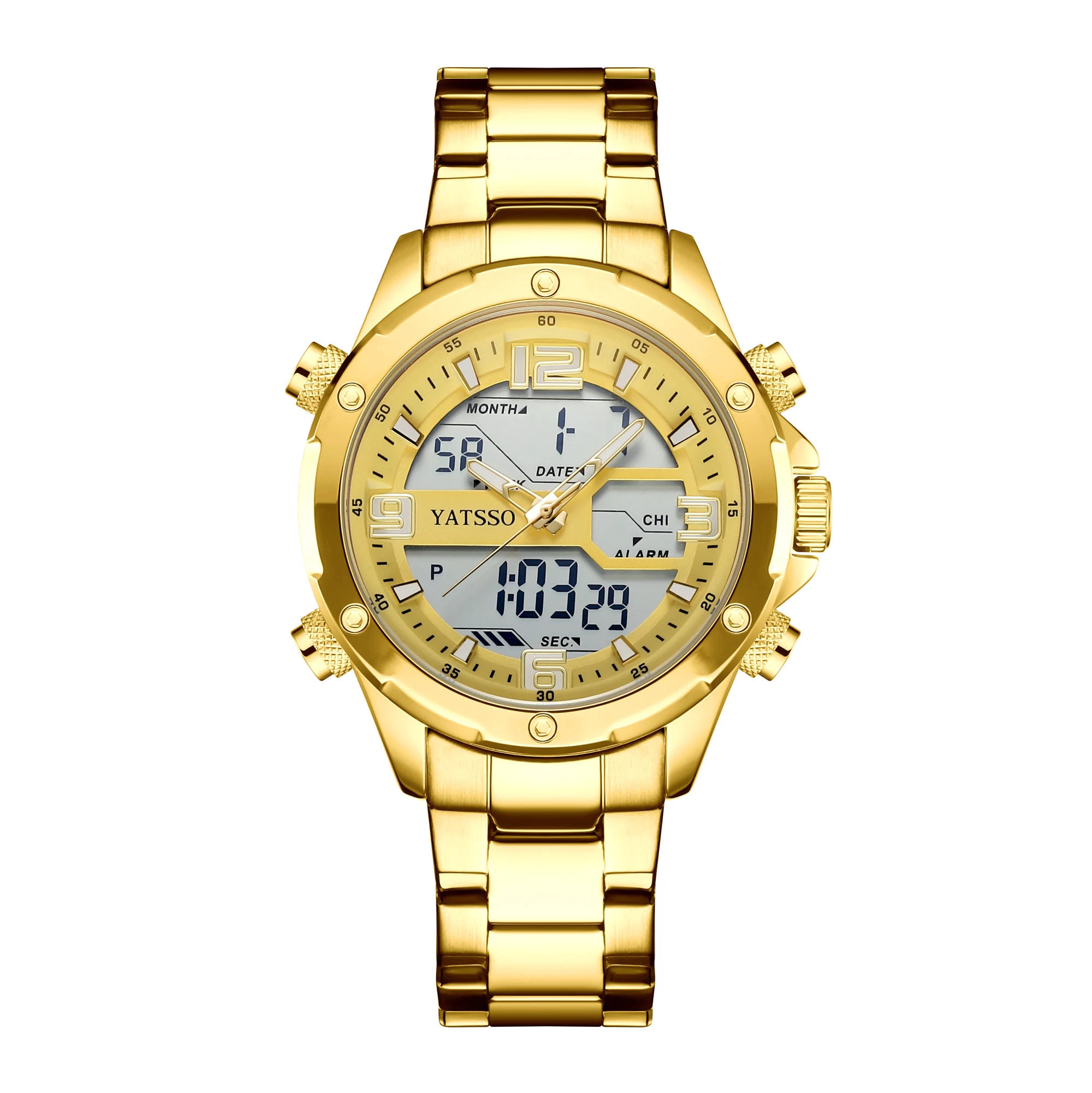 

Мужские гибридные часы | Водонепроницаемый (5ATM) стальной браслет, двойной механизм, светящиеся стрелки, корпус из сплава