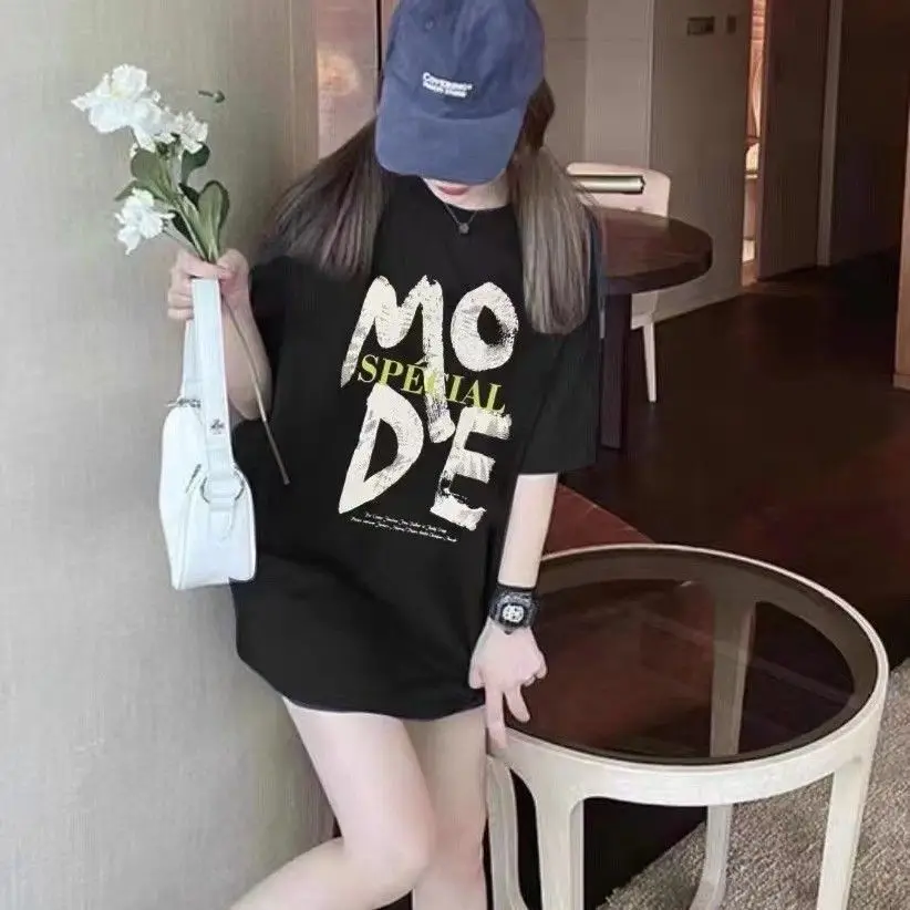 

2025 new cotton summer couple's Korean-style fashionable loose versatile cotton short-sleeve T-shirts for casual wear
