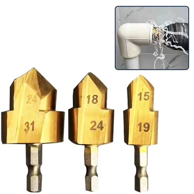 For 20/25/32mm,Full Open Process 3Pcs PPR Lifting,Stepped Drill Bit,Hexagon Shank Water Pipe Connection Tool
