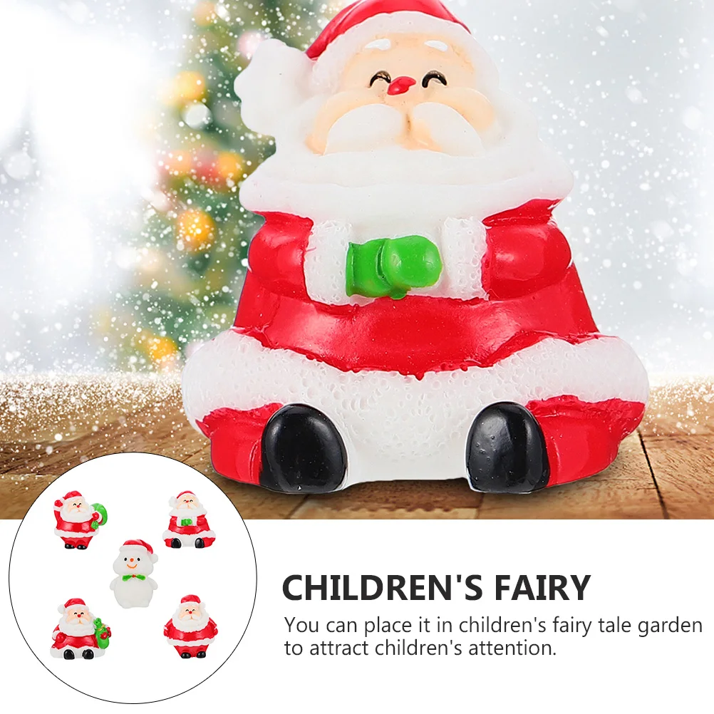 

5 Pcs Snowman Ornaments Santa Clause Christmas Wreath Miniature Decorations Resin