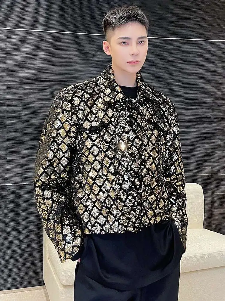 LUZHEN Splicing Sequins Design Trendy High Street Short Jackets Original Spring Men\'s Stylish Korean Reviews Many Clothes LZ7772