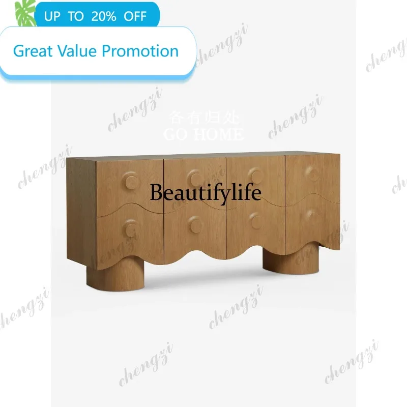 C178  French antique dining side cabinet, living room solid wood storage cabinet, American wall side entrance side cabinet