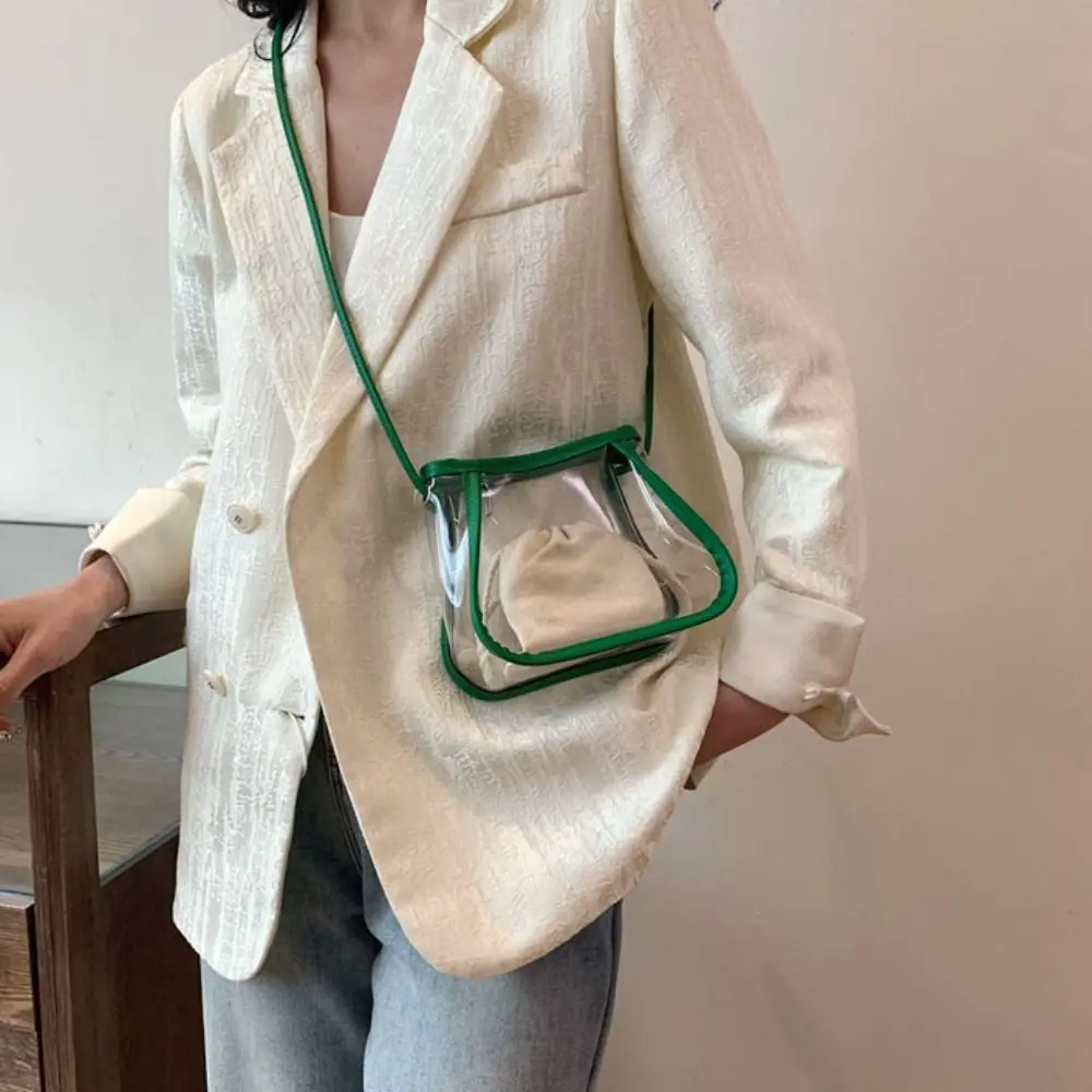 

Simple 2 in 1 Clear Crossbody Bag Portable Casual shoulder bag PVC Waterproof Women's Bag Commuting
