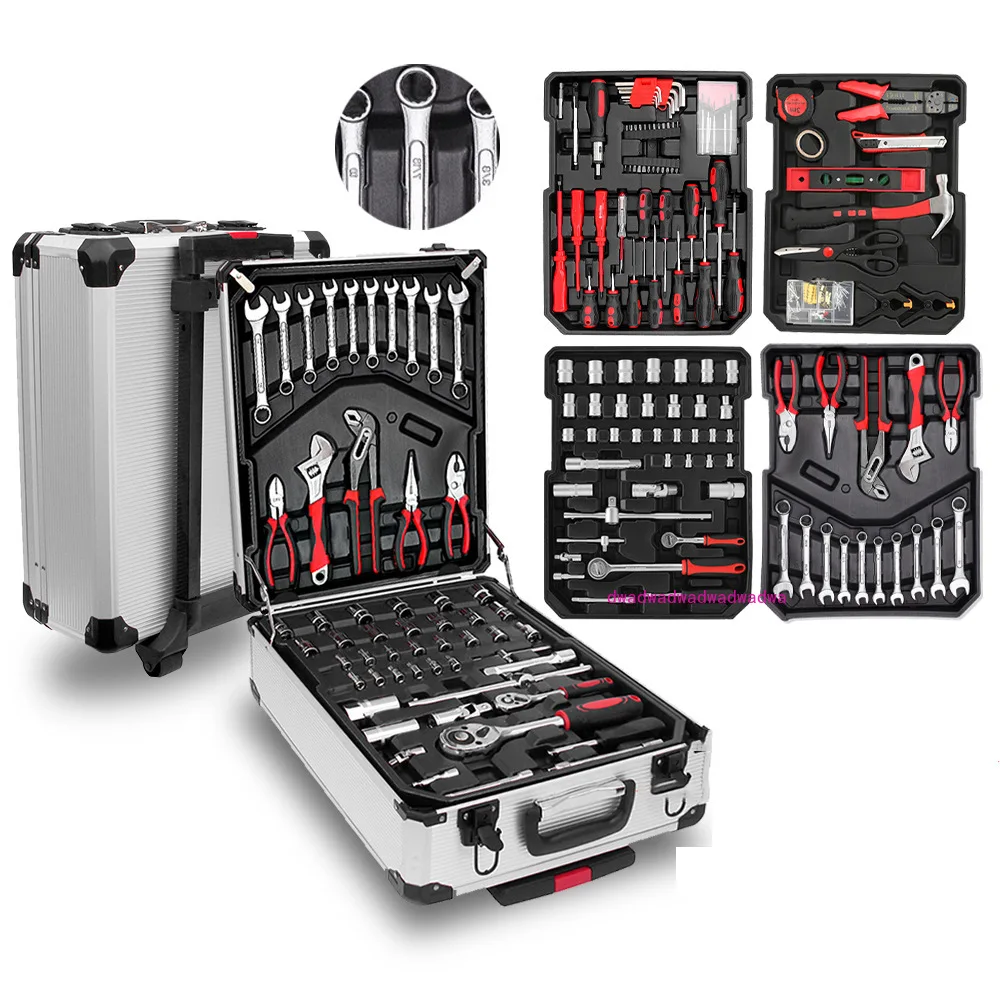 High-quality ratchet wrench set 187 pieces repair tools with suitcase