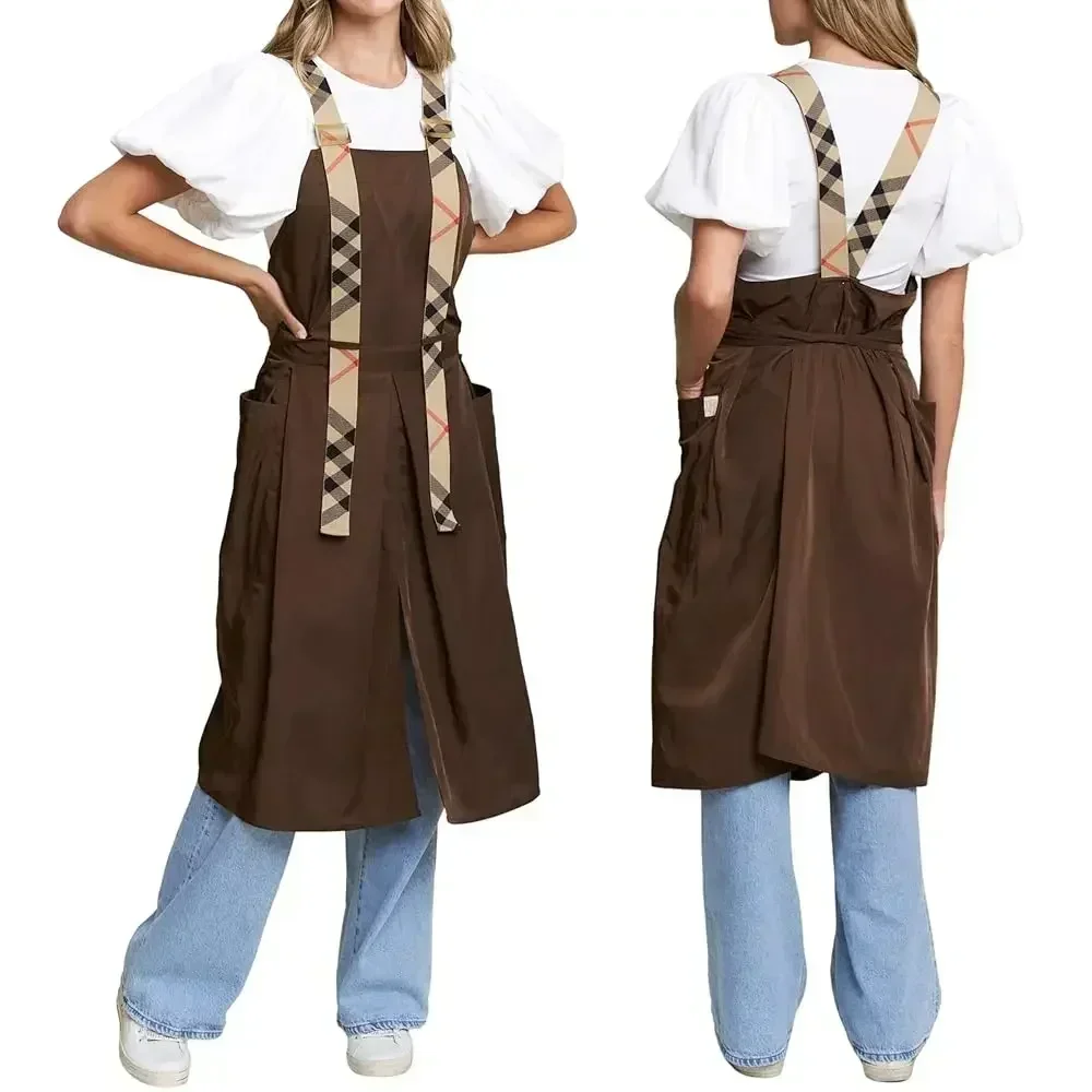 

Premium Apron for Nail Techs, Hairstylists, Artists - 360 Full Coverage with Elastic Straps and 2 deep pockets
