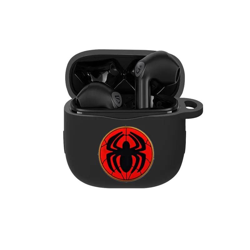 حافظة سماعة أذن كارتون مارفل لهاتف SoundPEATS Air 3 من السيليكون سماعات أذن بلوتوث لاسلكية صندوق شحن غطاء حماية مع خطاف