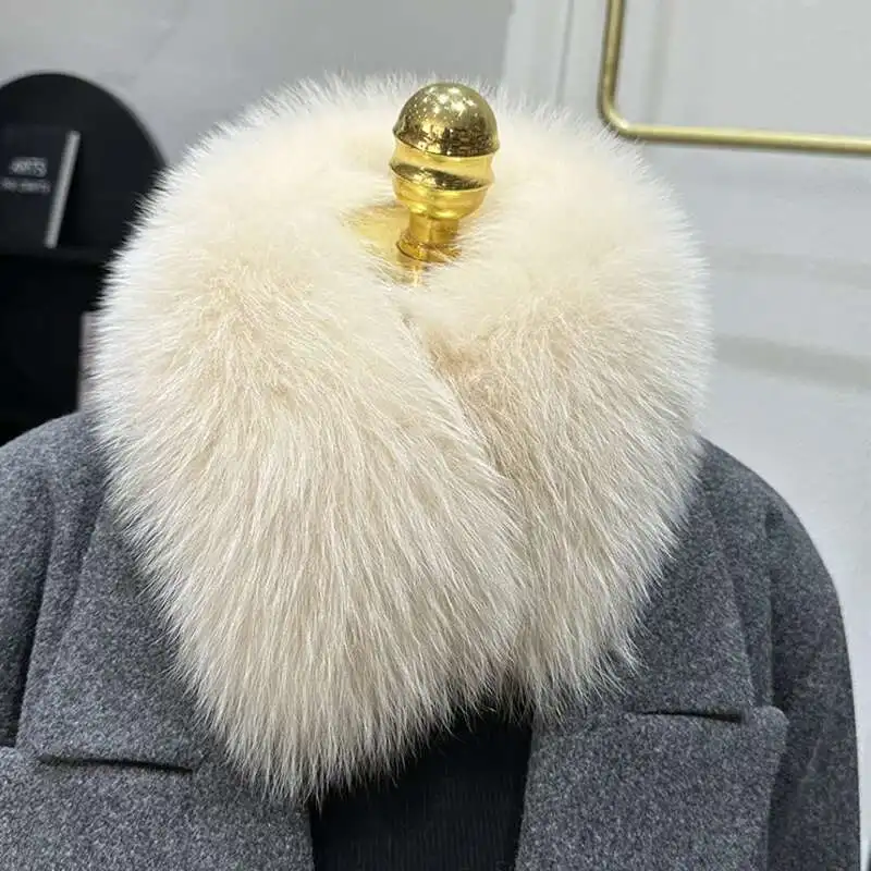 

Шарф из натурального лисьего меха, утолщенный воротник из натурального меха, меховые шарфы для шеи, роскошный меховой шарф, женское пальто, отделка украшения