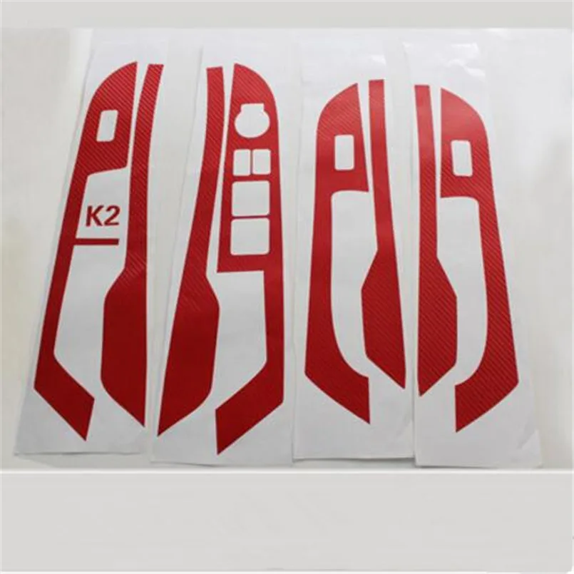 Car styling carbon fiber door panel armrest handle trim glue sticker auto accessories case for KIA Rio K2 2011-2016