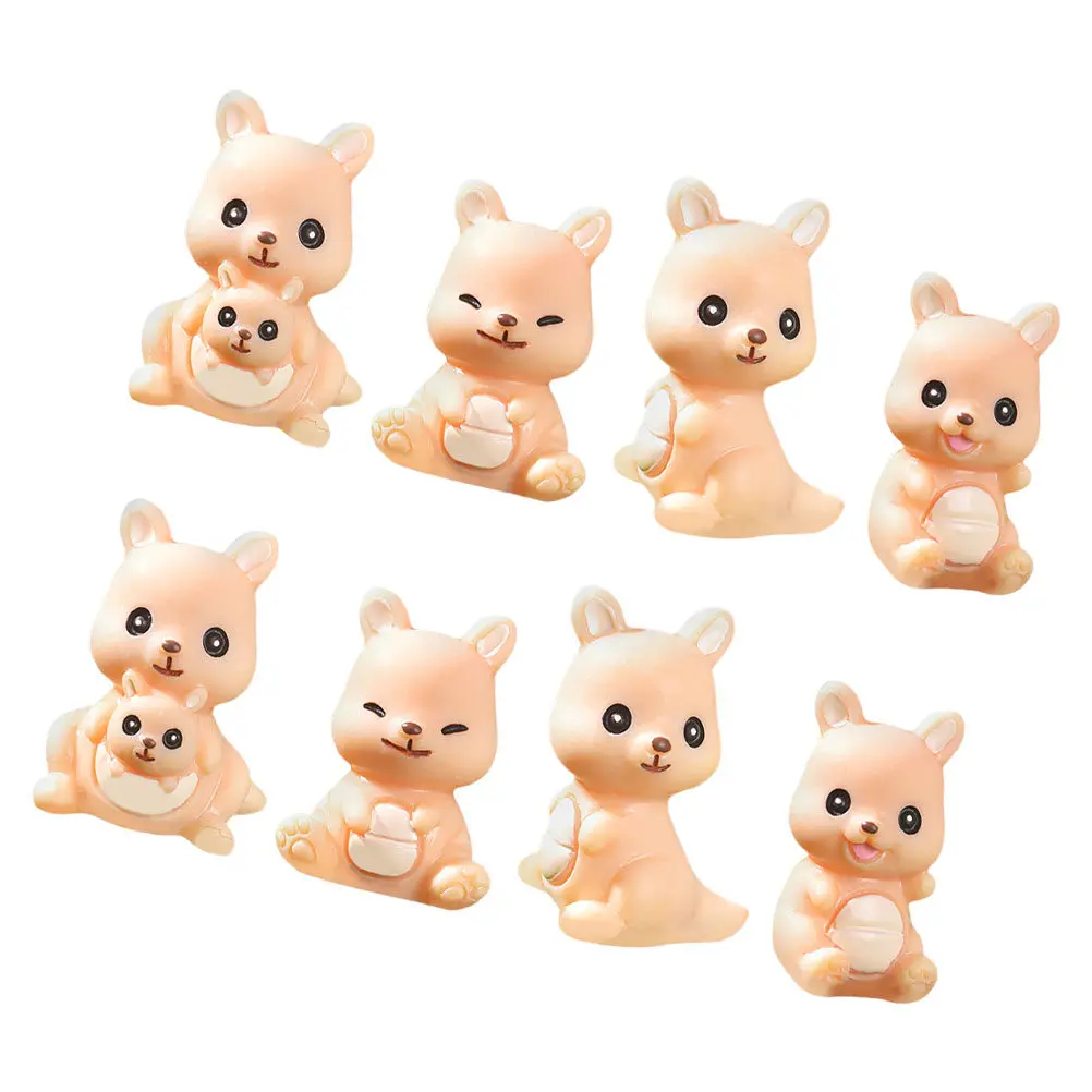 8Pcs Sturdy Resin Mini Kangaroo Garden Figurines Versatile Tiny Animal Decor for Indoor Outdoor Flower Pots Terrariums Home