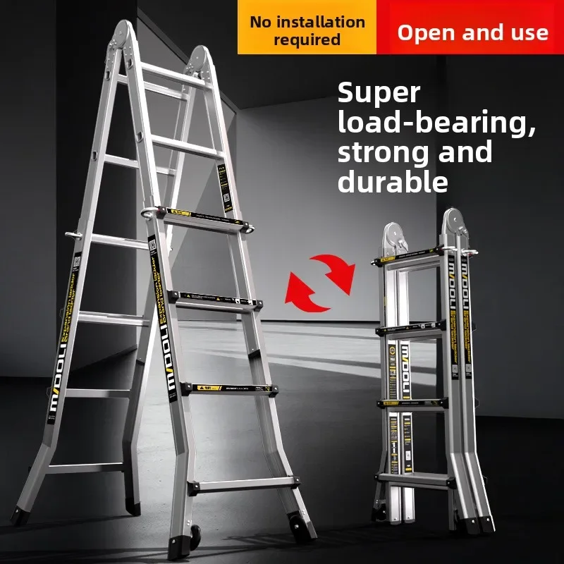 Magnesium Alloy Little Giant Multifunction Foldable Ladder Home Portable Lift Steel Ladder for Home Work Projects Folding Ladder