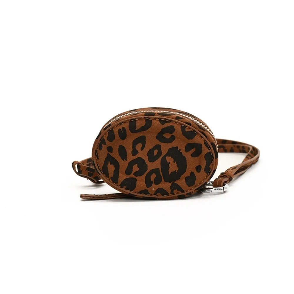 

Mini Small Oval Coin Purse Protective Case Pouch Halter Earphone Bag Cross Body Fashion Leopard Print Wallet Bag Accessories
