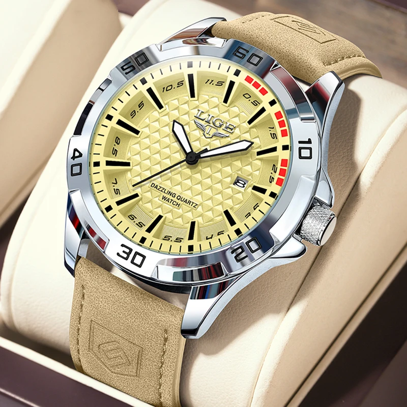 

LIGE Casual Sport Military Quartz Calendar Wrist Watch For Man Business Leather Waterproof Chronograph Male Clock Reloj Hombre