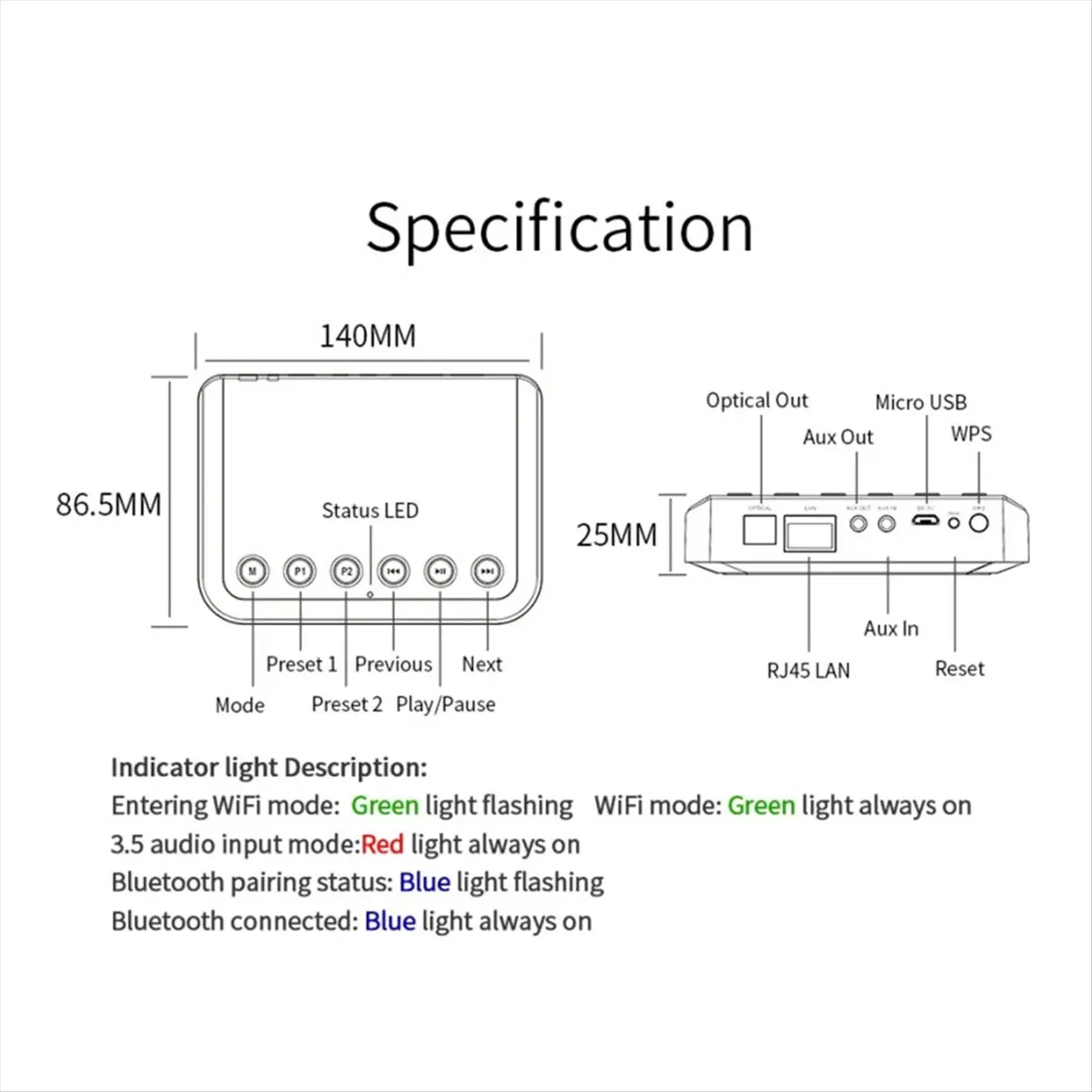 SCLS Wireless Music Adapter Airplay DLNA Multi-Room WIFI Wireless Audio Receiver for Traditional HiFi Speakers WR320