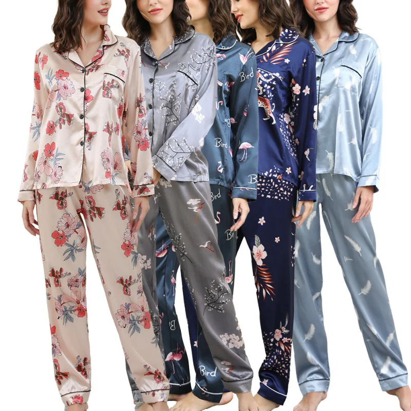 

Women's Cartoon Pajamas Long Sleeved With Long Pants Pajama Set Casual Homewear Comfortable Sleepwear for Ladies Pijama Pj Sets