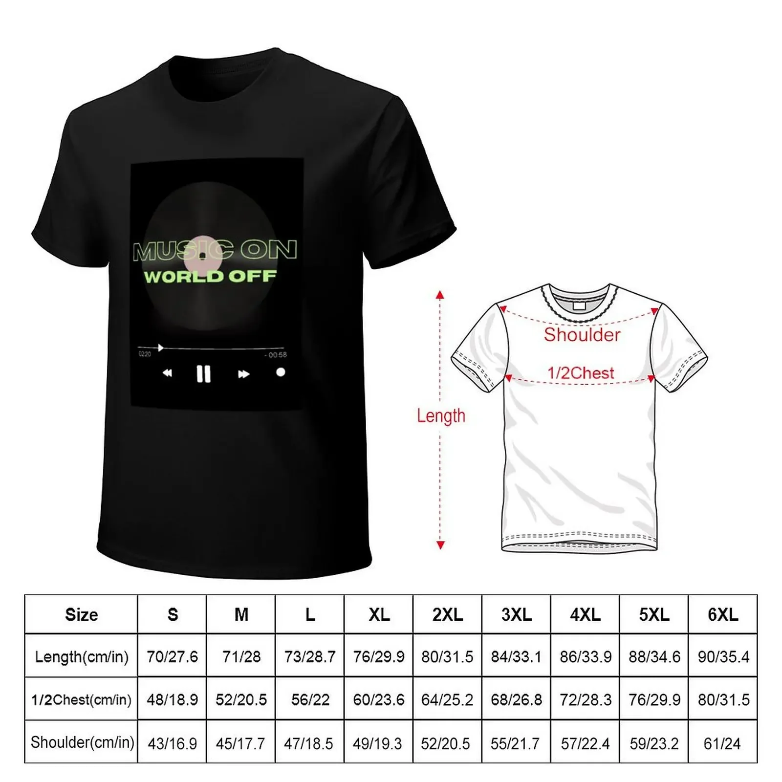 Music On, World Off (Green) T-Shirt tees korean fashion funnys Aesthetic clothing men clothes