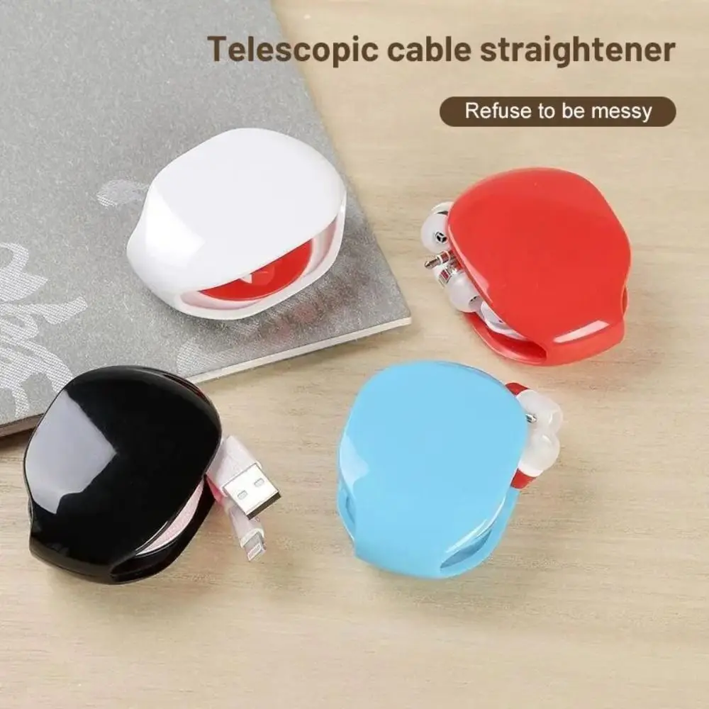 Cute Desktop Organiser Earphone Automatic Retractable Cable Earphone Wrap Retractable Cord Organizer Cord Winder Clip Earphone