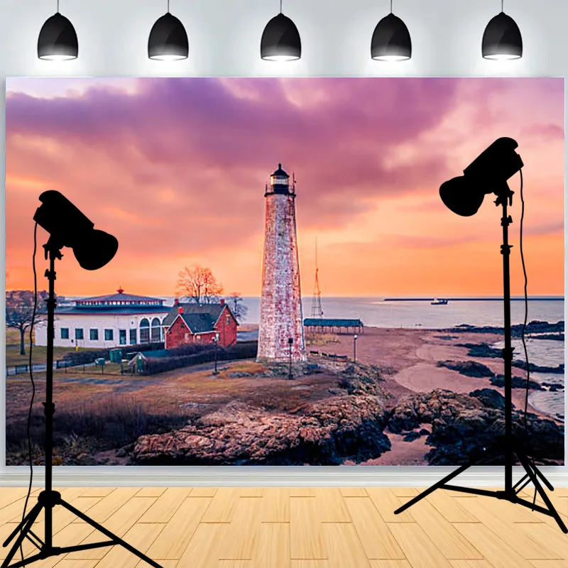 Marine Lighthouse Sailboat Theme Photography Background Wall Decor Romantic Healing Backdrops Portrait Photo Studio Props LH-10