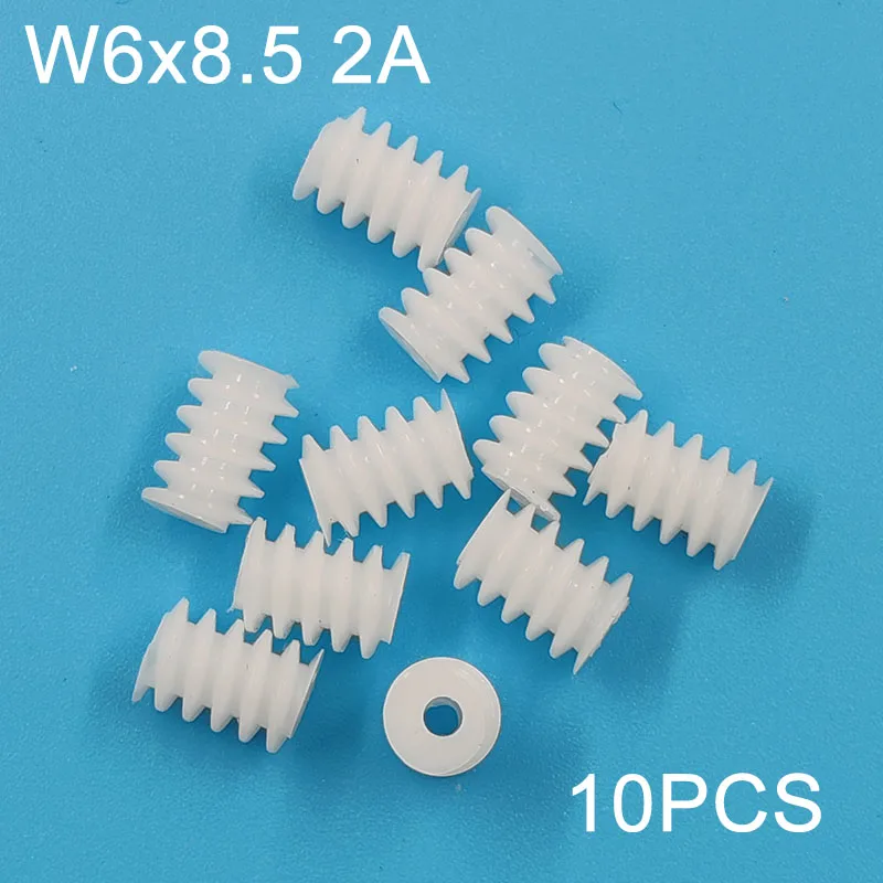 W6x8.5 2A Plastic Worm Gear 0.5M 8mm / 8.5mm Length 6mm Diameter Helical Pinion DIY Model Toy Parts Accessories W6x8 2A