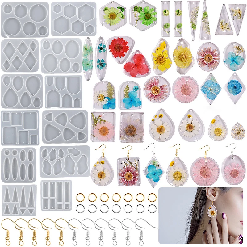 Geometric Earring Pendant Silicone Mold For Epoxy Resin DIY Earring Keychain Necklace Charms Resin Silicone Mold Jewelry Making