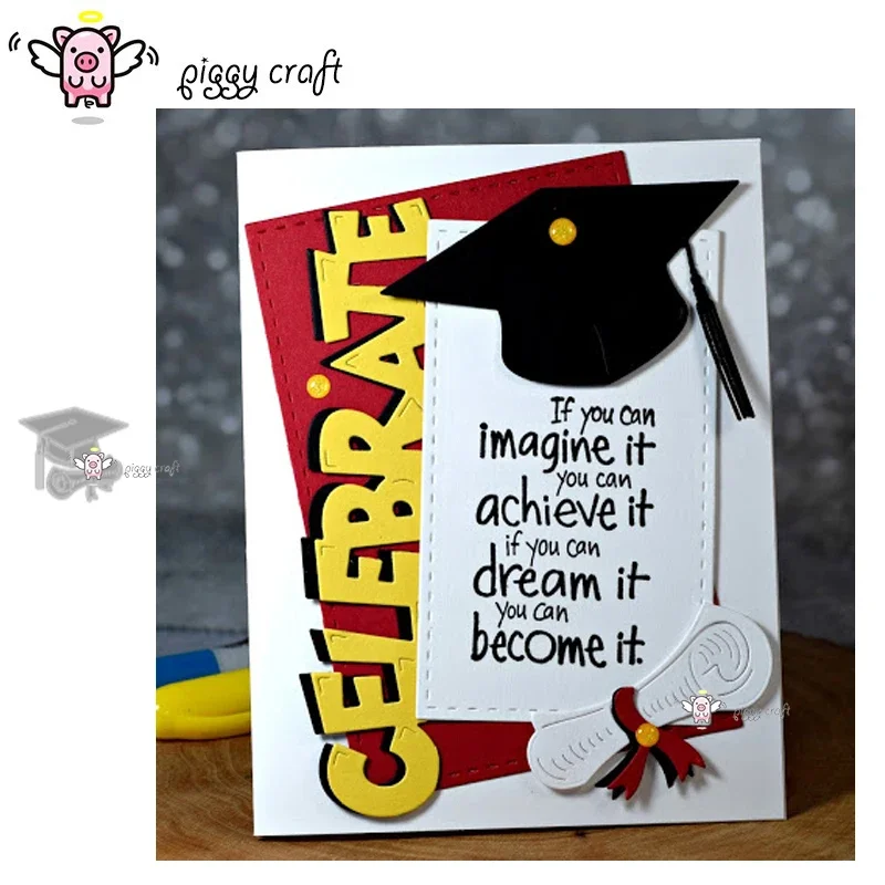 Piggy Craft Metall-Stanzformen, Stanzformen für Abschlussmützen, Scrapbook-Papier, Bastelmesser, Schablonen, Stanzschablonen
