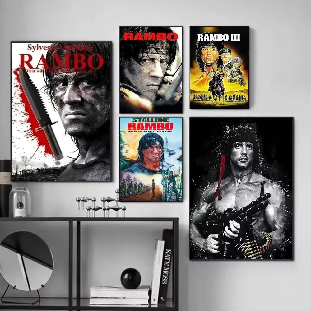 1pc Classic Movie Rambo First Blood Vintage Film Posters Fancy Wall Sticker for Living Room Bar Decoration Wall Decor