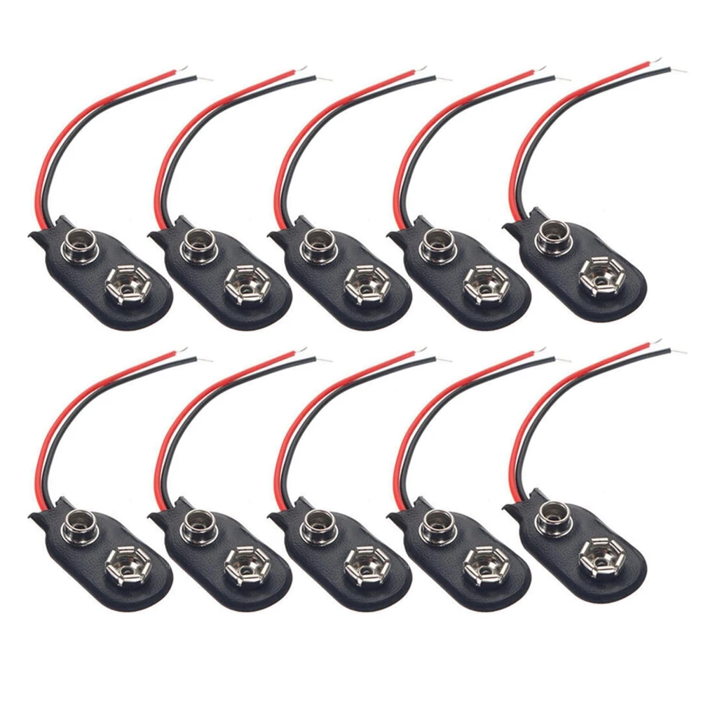 10 pz 9V batteria connettore a scatto Clip cavi supporto 10cm cavo nero rosso