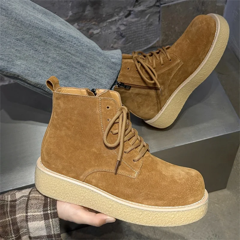 High Quality Men Boots British Men Short Boots Designer Mens Motorcycle Boot Outdoor Wear-resistant Workwear Boots for Men Botas