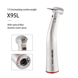 DEASIN-Dental Contra Angle Handpiece com Botão, Ferramentas Dentista, Anel Vermelho, Fibra Óptica, Aumentando, 1:5