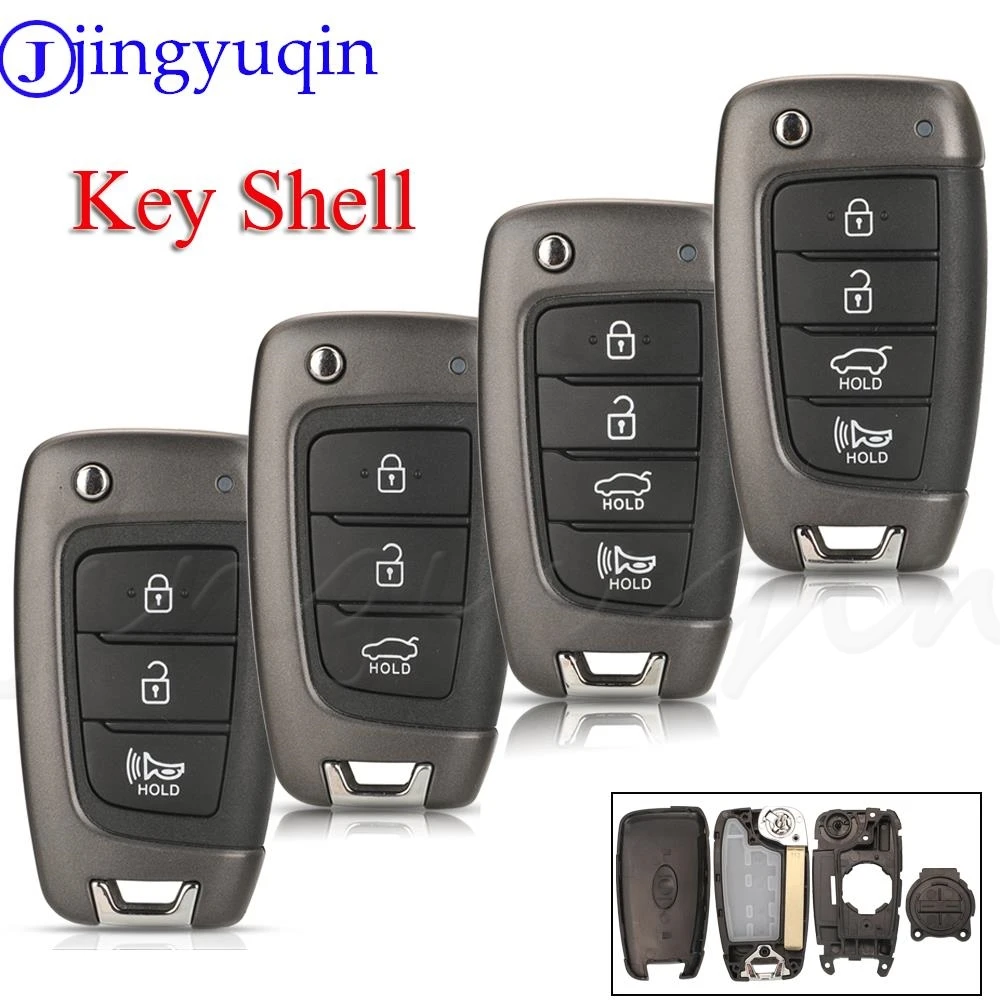 

Jingyuqin Smart Remote Aute Flip Key Shell Чехол для Hyundai Accent Elantra Kona Santa Fe Tucson Veloster Автомобильные аксессуары
