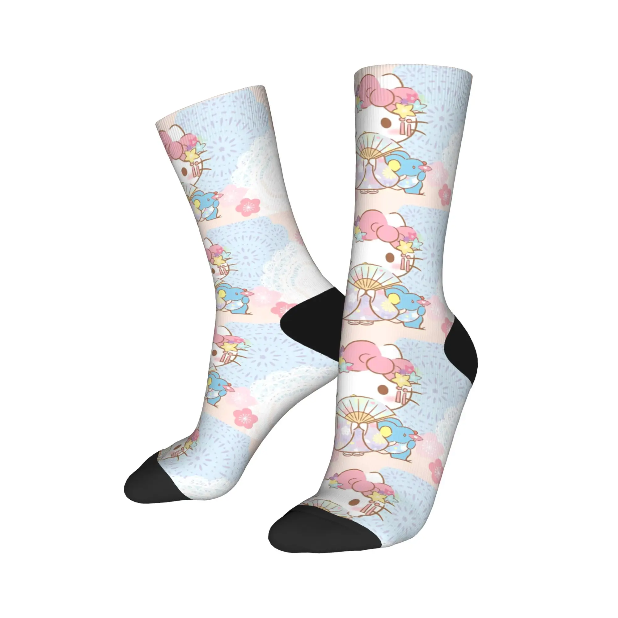 الرجال الجوارب مرحبا كيتي جوارب عدم الانزلاق عالية الجودة الجوارب الخريف خمر تصميم الدراجات الجوارب #3