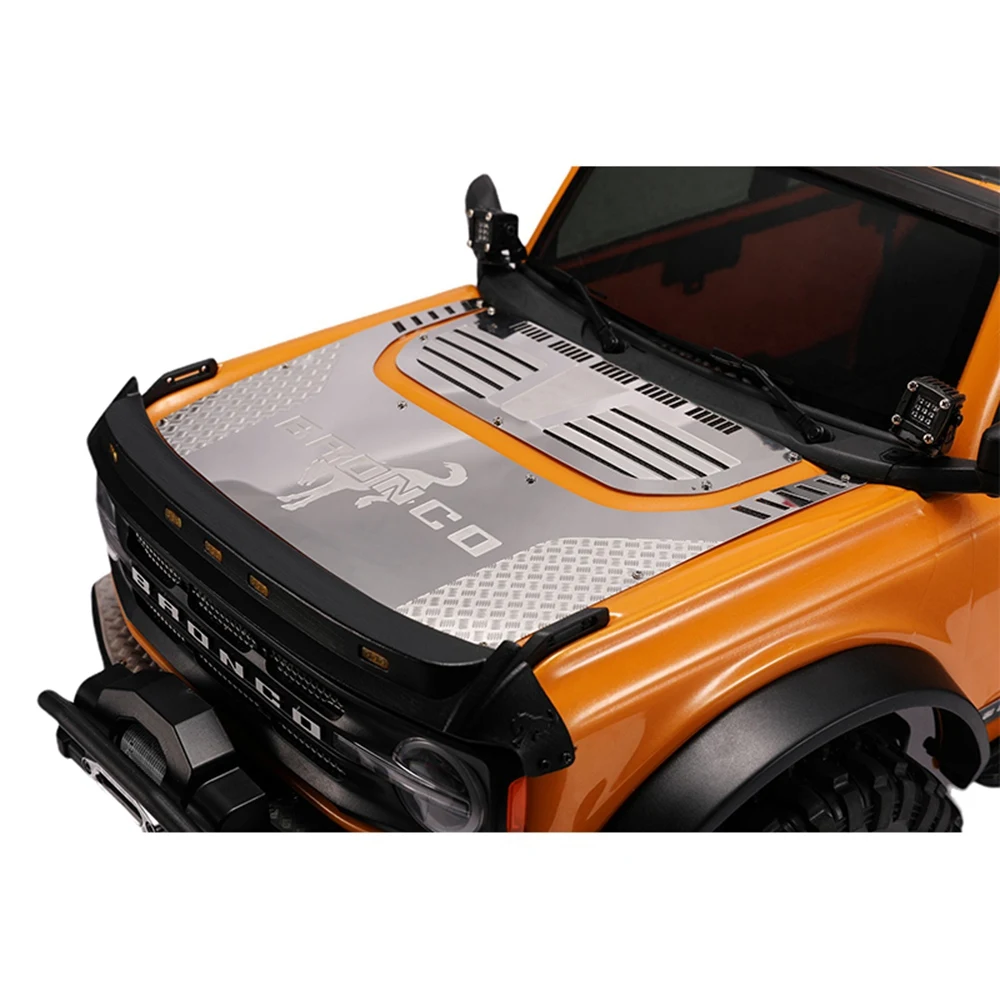 แผ่นตกแต่งฝากระโปรงฝาปิดเครื่องยนต์โลหะสำหรับ Traxxas TRX-4 bronco 92076-4 1/10 RC Crawler อะไหล่รถยนต์2ชิ้น