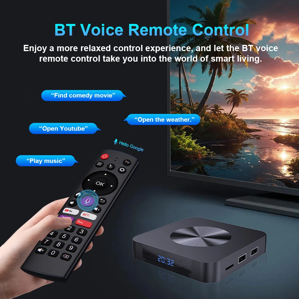 Velec TV Box Android 12  Allwinner H618 BT5.2 Dual WiFi BT Voice Remote Media Player Support 8K 4K Smart Set Top Box for Netflix