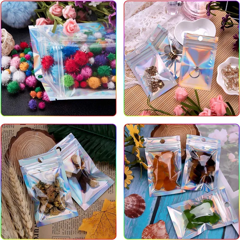 20/40Pcs Holographic Laser Bag Wedding Candy Gifts Self-Sealing Packaging Ziplock Bag Birthday Party Decor Jewelry Storage Pouch