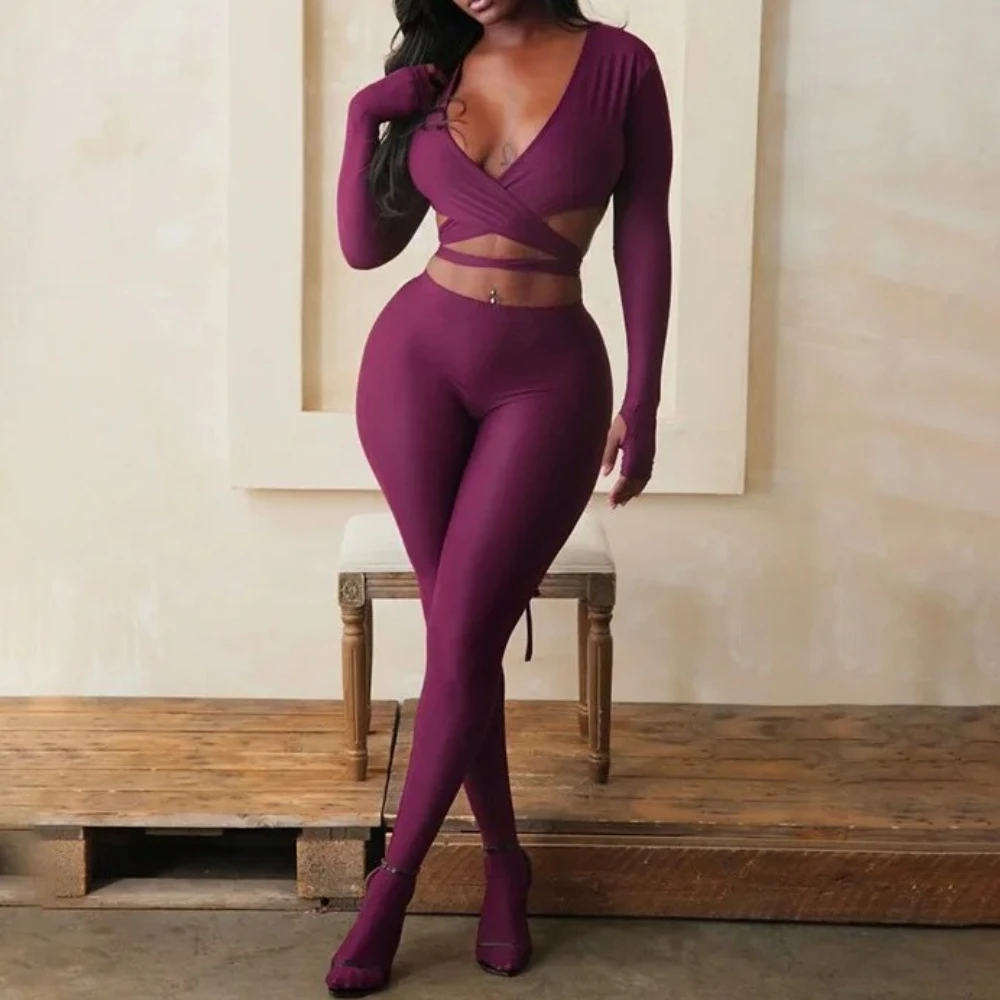 

Сексуальные укороченные бандажные топы, комплект из двух предметов, 2026, женские зимне-осенние спортивные костюмы, спортивный костюм Y2K, одежда, комплекты из 2 предметов, наряды