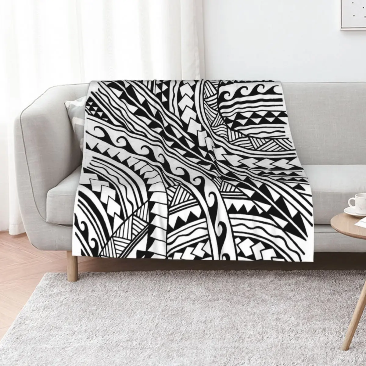 Hand drawn polynesian tribal Throw Blanket Blankets For Baby Flannel Fabric sofa bed Fashion Sofas for babies Hair Blankets