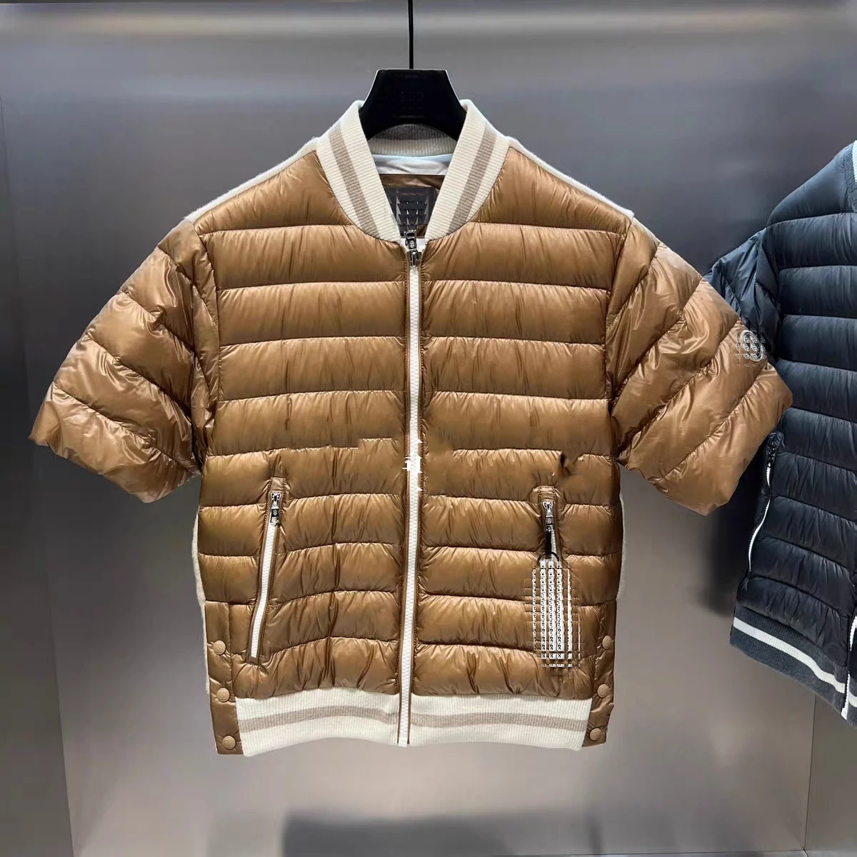 2025 جديد جولف الرجال خريف/شتاء أسفل سترة أنيقة المرقعة سستة الوقوف طوق جولف منتصف الأكمام سترة سترة G4 #2