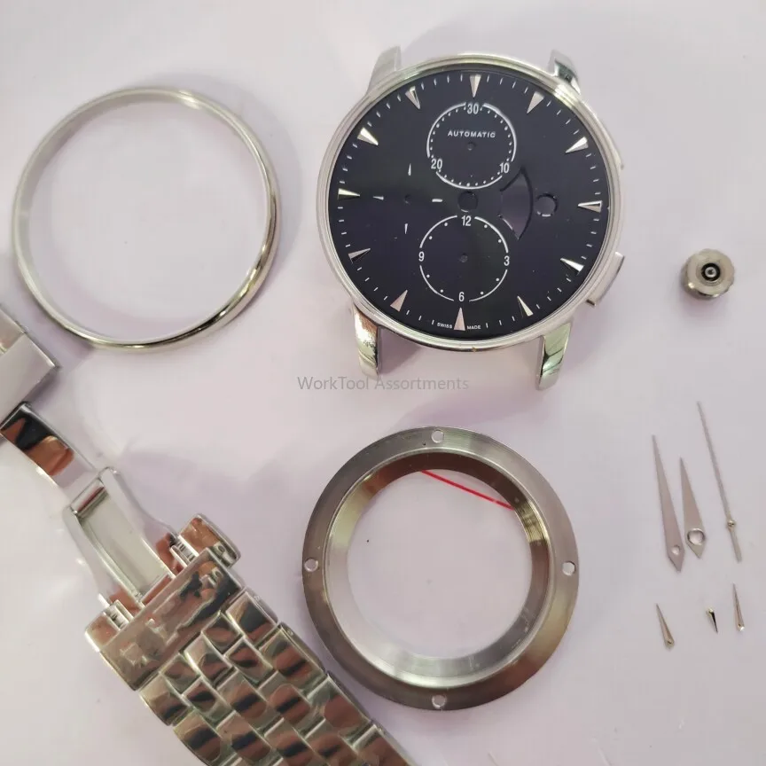 Stainless Steel Sapphire Crystal Mirror Watch Case Accessory for 7750 M8607 Mirror Finish Watch Modification Part