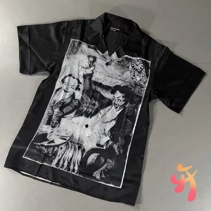 

Summer Casual Loose ERD Shirts Portrait Print Hawaiian Short Sleeve Black Enfants Riches Deprimes Shirt Men Women Tops