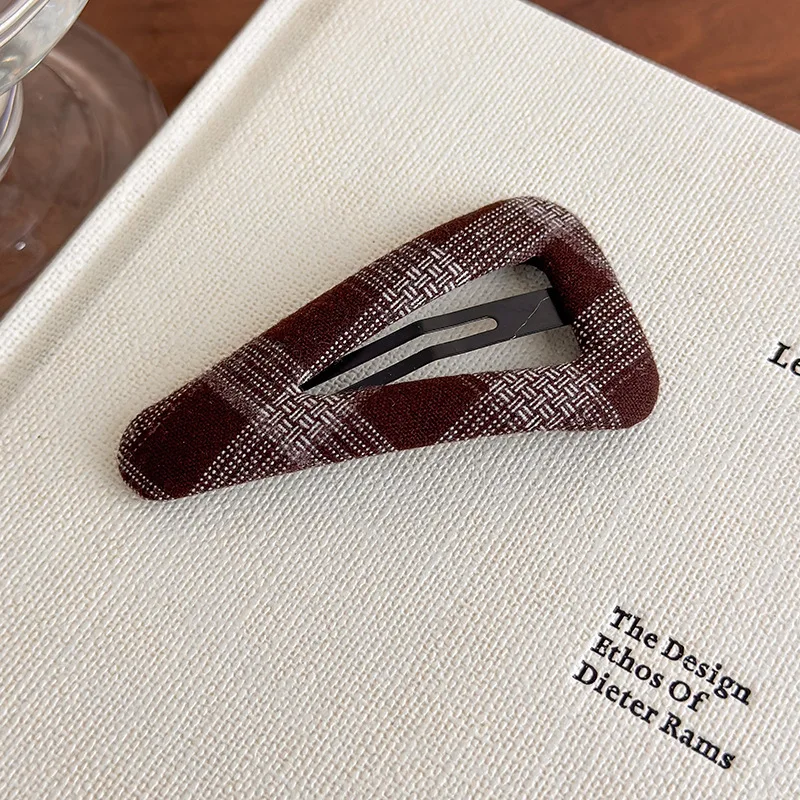 Simple Hairpin Broken Hair Card Versatile Bangs Fashion Plaid Fabric Hollow BB Clip Clip Side Hair Accessories
