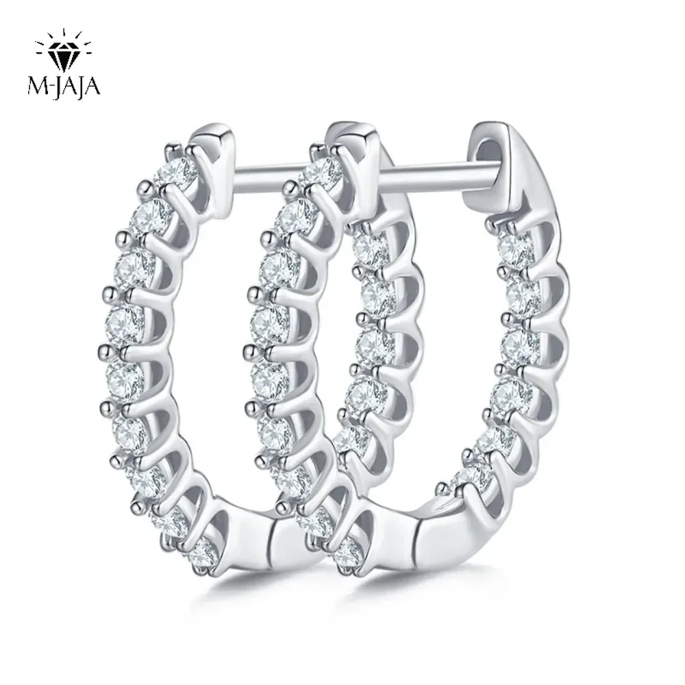 

M-JAJA Full Moissanite Earrings Small Hoop Earrings for Women Gold Plated S925 Sterling Silver Wedding Diamond Fine Jewelry Gift