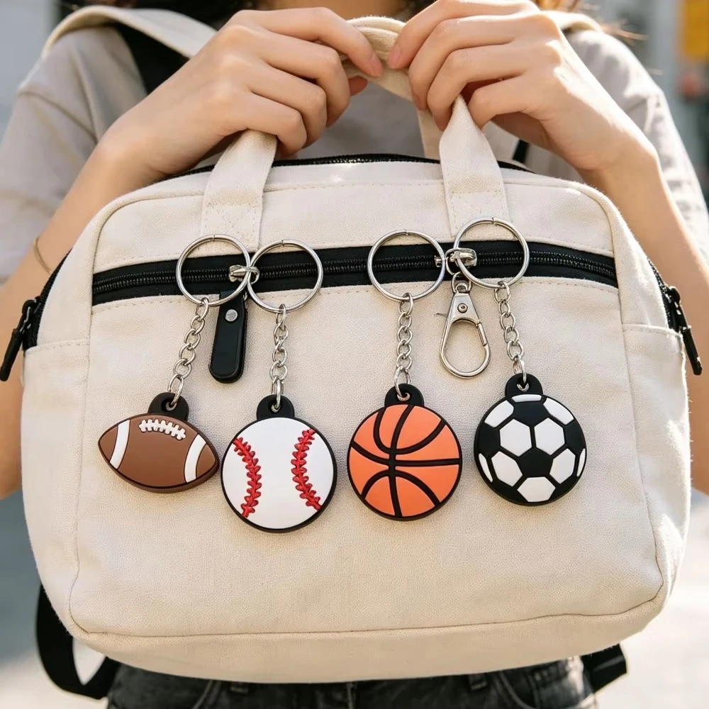 3Pcs Soccer PVC Keychains Football Sports Backpack Pendant, Kids Birthday Party Favors Gift Toy